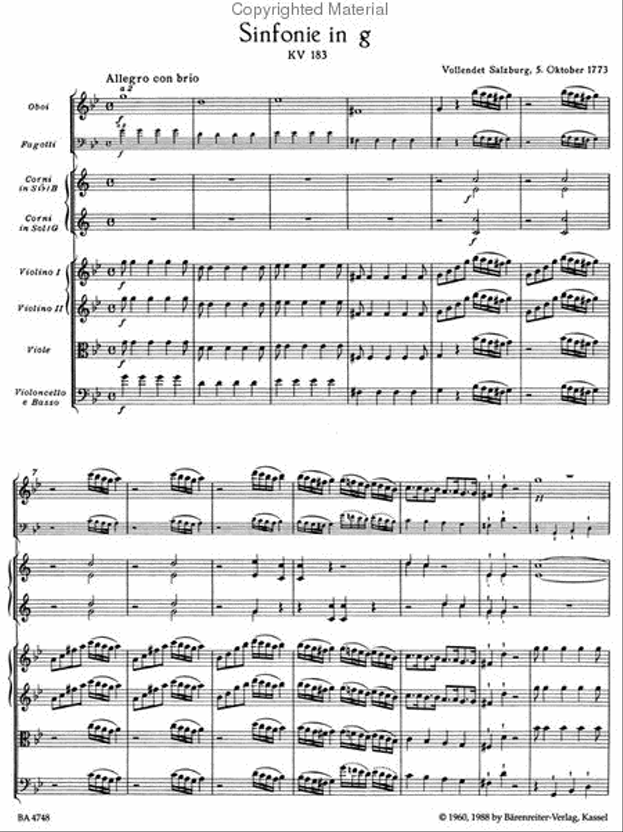 Symphony, No. 25 g minor, KV 183 Violin scores gallery preview page 2