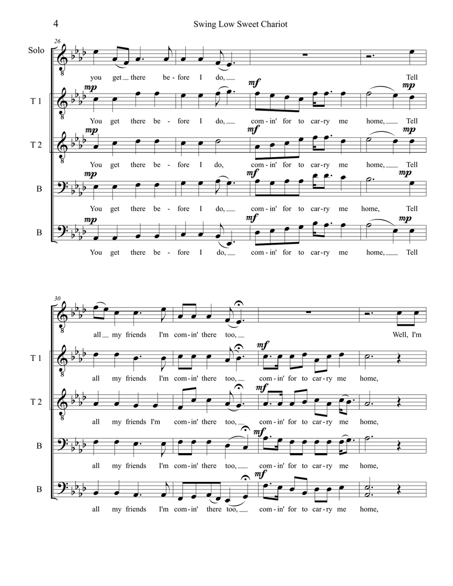 Swing Low Sweet Chariot TTBB TTBB scores gallery preview page 4