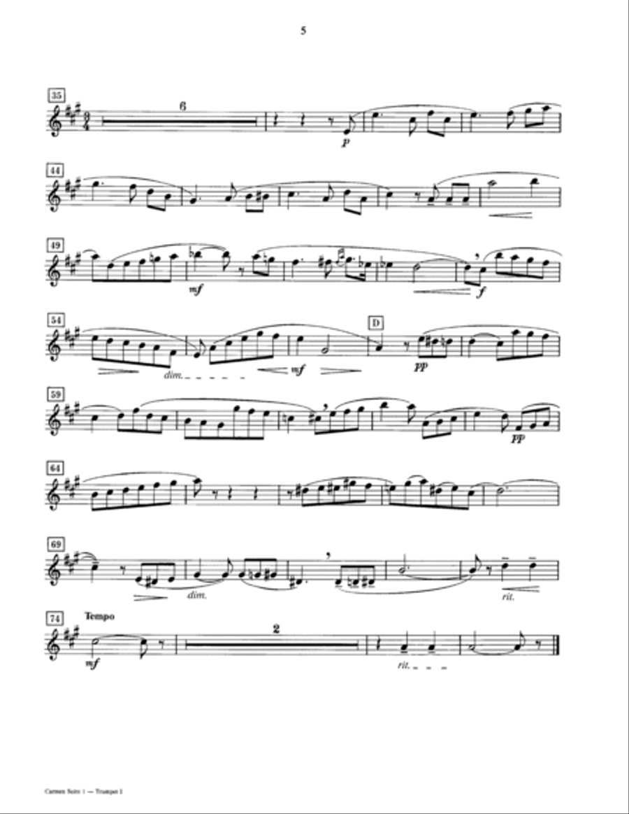 Carmen Suite No. 1 - Bb Trumpet 1 (Brass Quintet) Brass Quintet scores gallery preview page 4