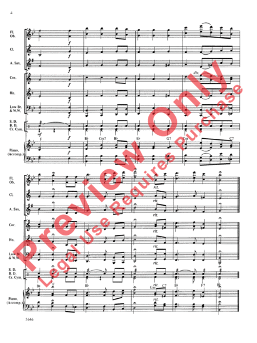Three National Anthems (Star-Spangled Banner, O Canada!, America/God Save the Queen) Concert Band scores gallery preview page 5