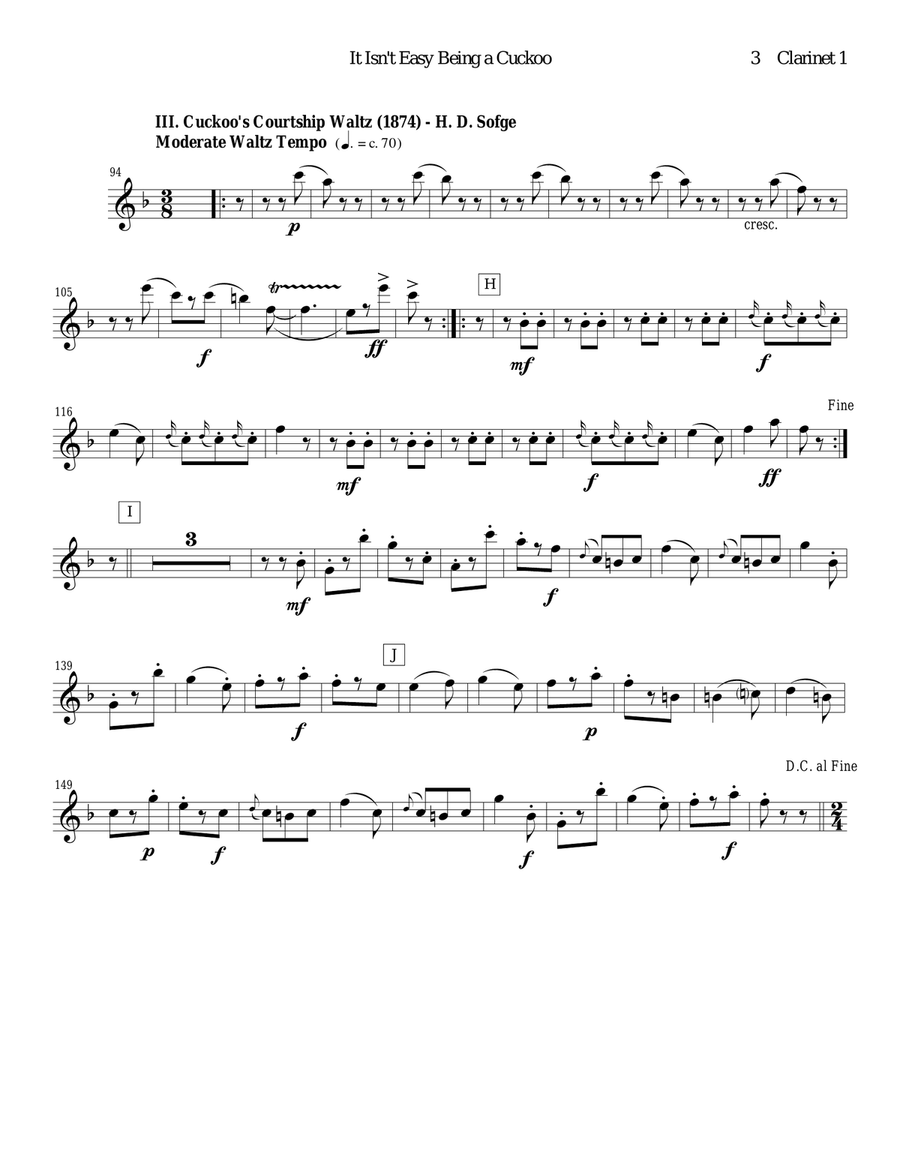 It Isn't Easy Being a Cuckoo for clarinet duet Clarinet Duet scores gallery preview page 3