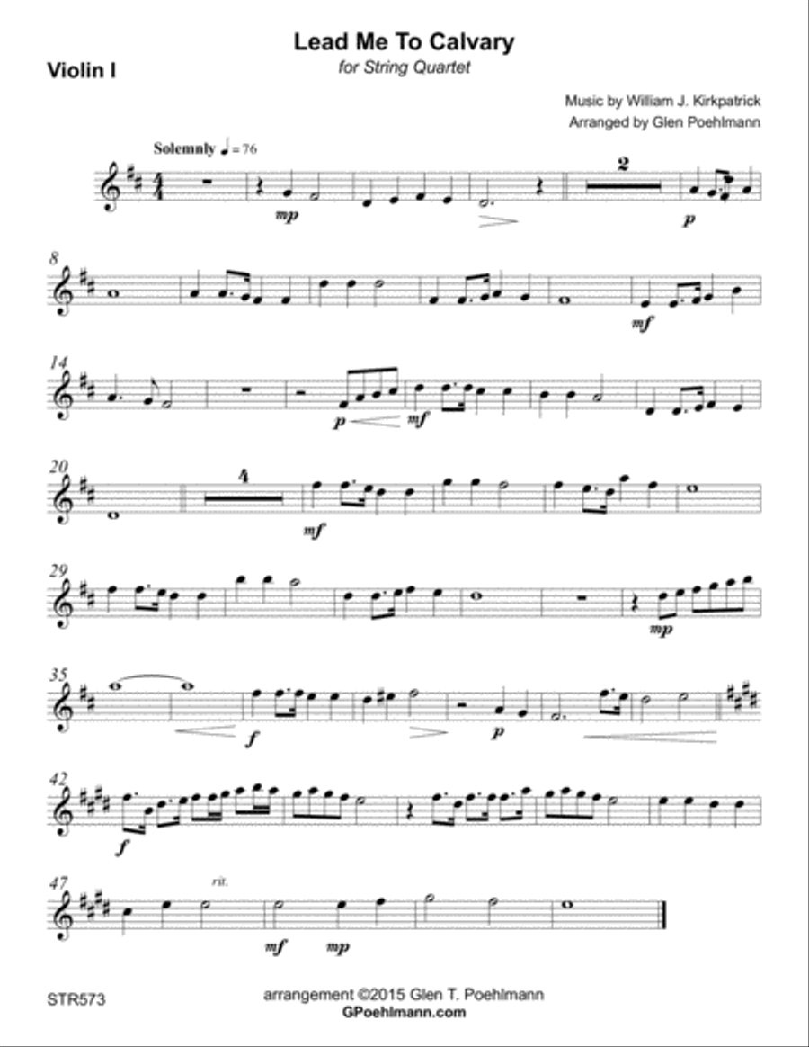 LEAD ME TO CALVARY - STRING QUARTET (unaccompanied) A Cappella scores gallery preview page 4