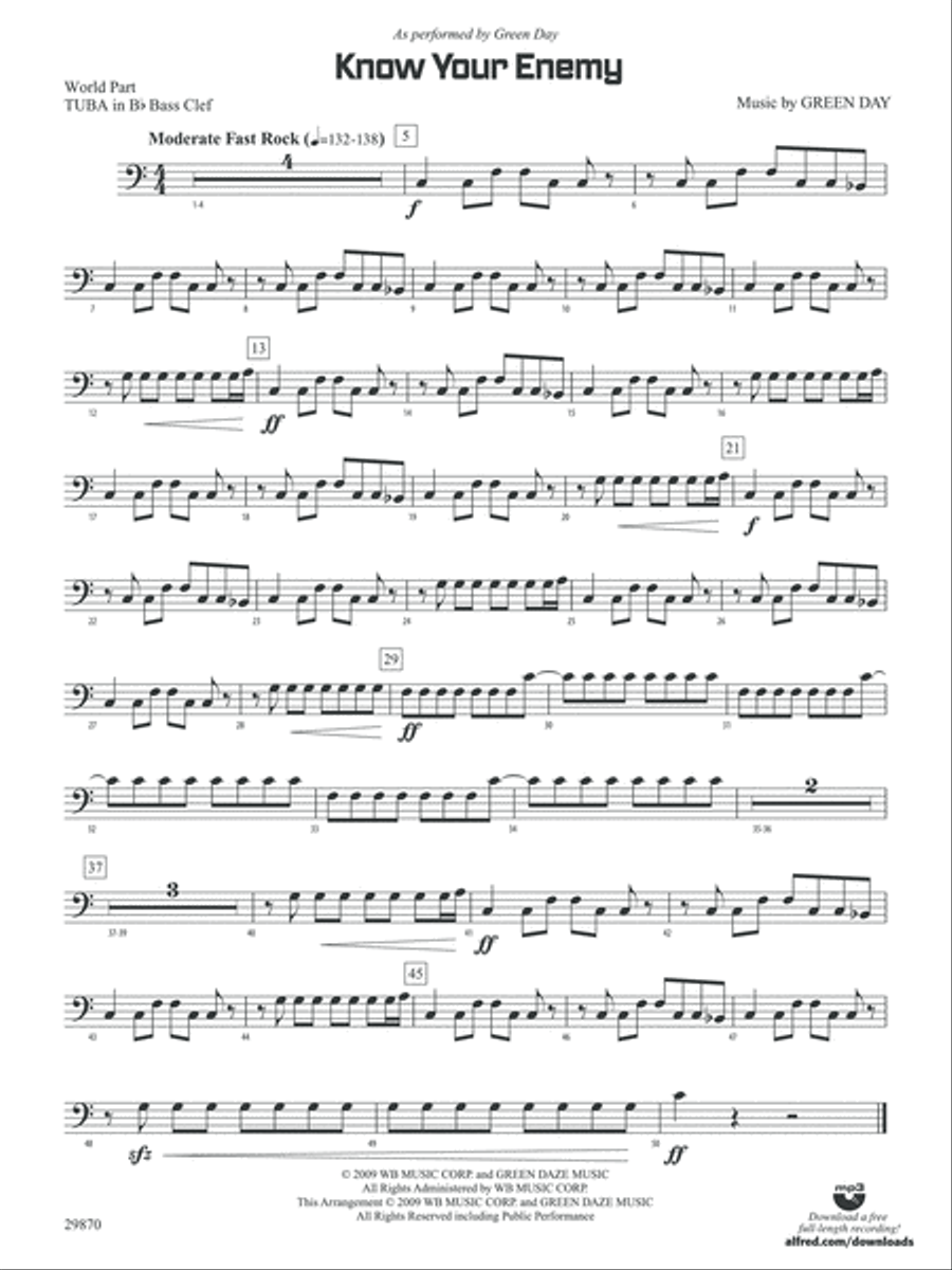 Know Your Enemy: (World Part) B-flat Tuba B.C. Concert Band scores gallery preview page 1