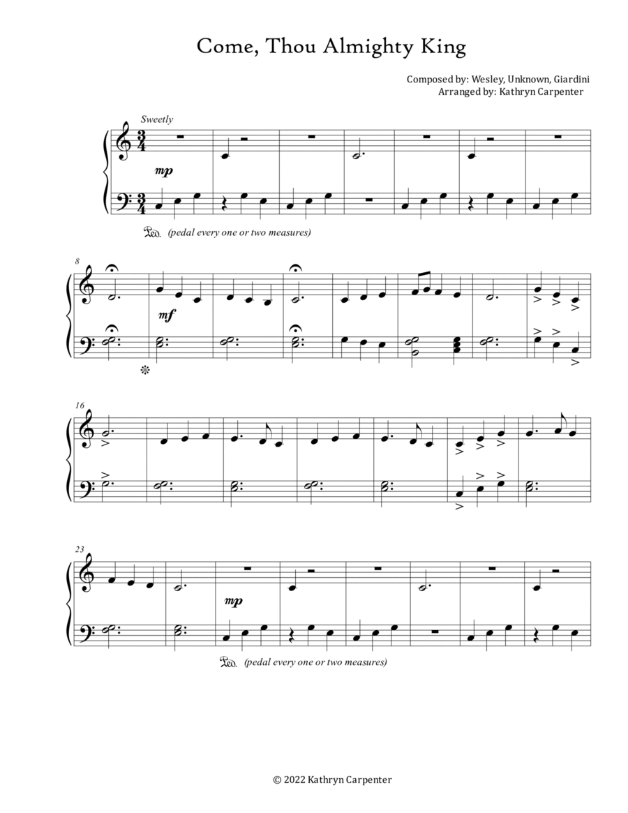 Come, Thou Almighty King (Easy Piano) image number null