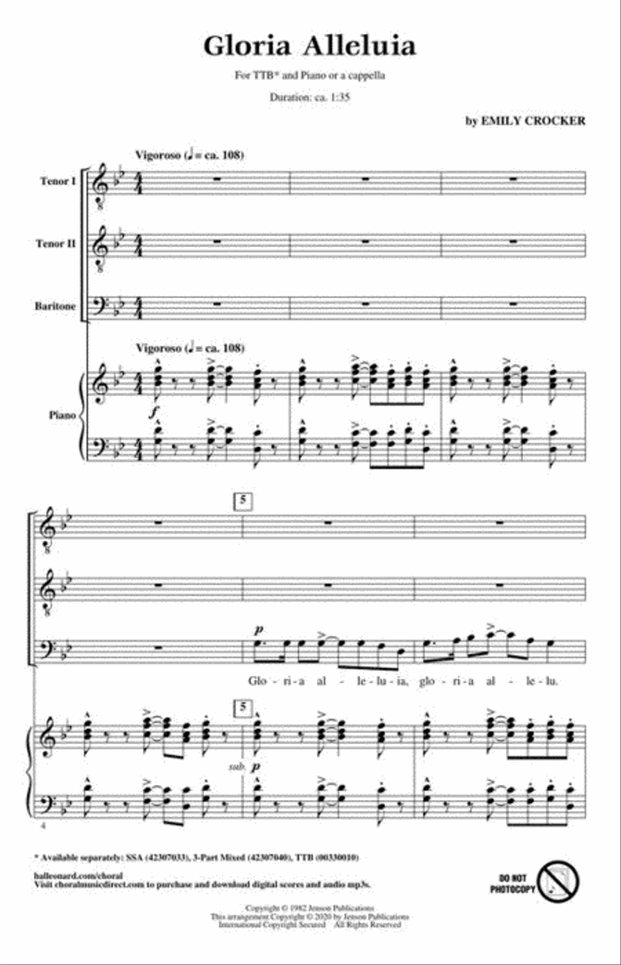 Gloria Alleluia! Gloria Alleluia! TTB scores gallery preview page 3