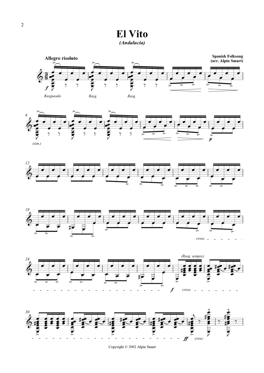 El Vito (Spanish Folksong from Andalusia) Piano, Vocal, Guitar scores gallery preview page 1