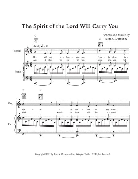 The Spirit of the Lord Will Carry You (Piano/Vocal/Guitar) image number null