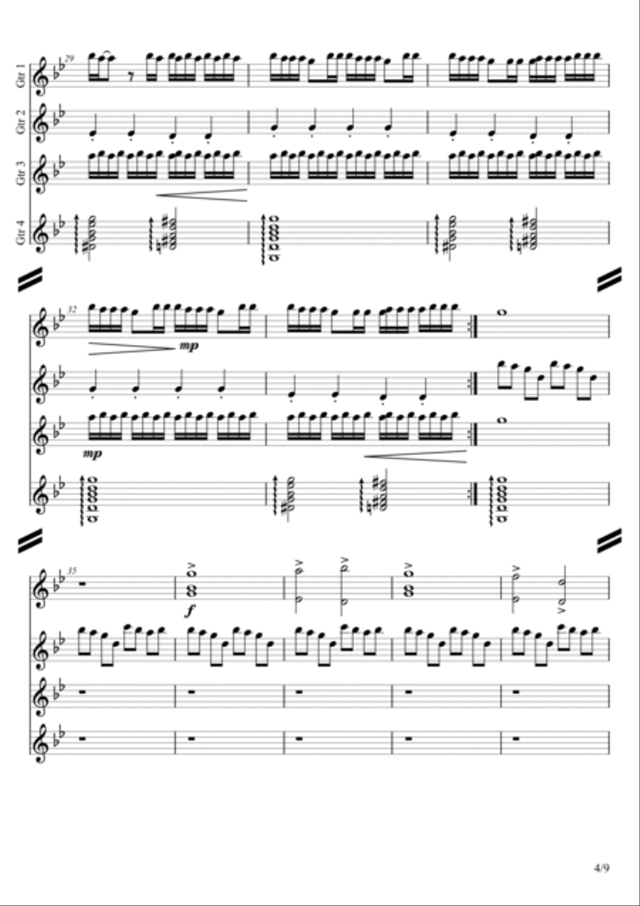 Requiem For A Dream Guitar Ensemble scores gallery preview page 4