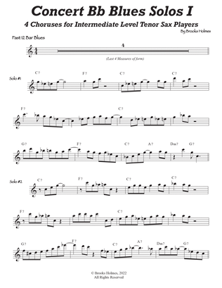 Concert Bb Blues Solos for Intermediate Level Tenor Sax