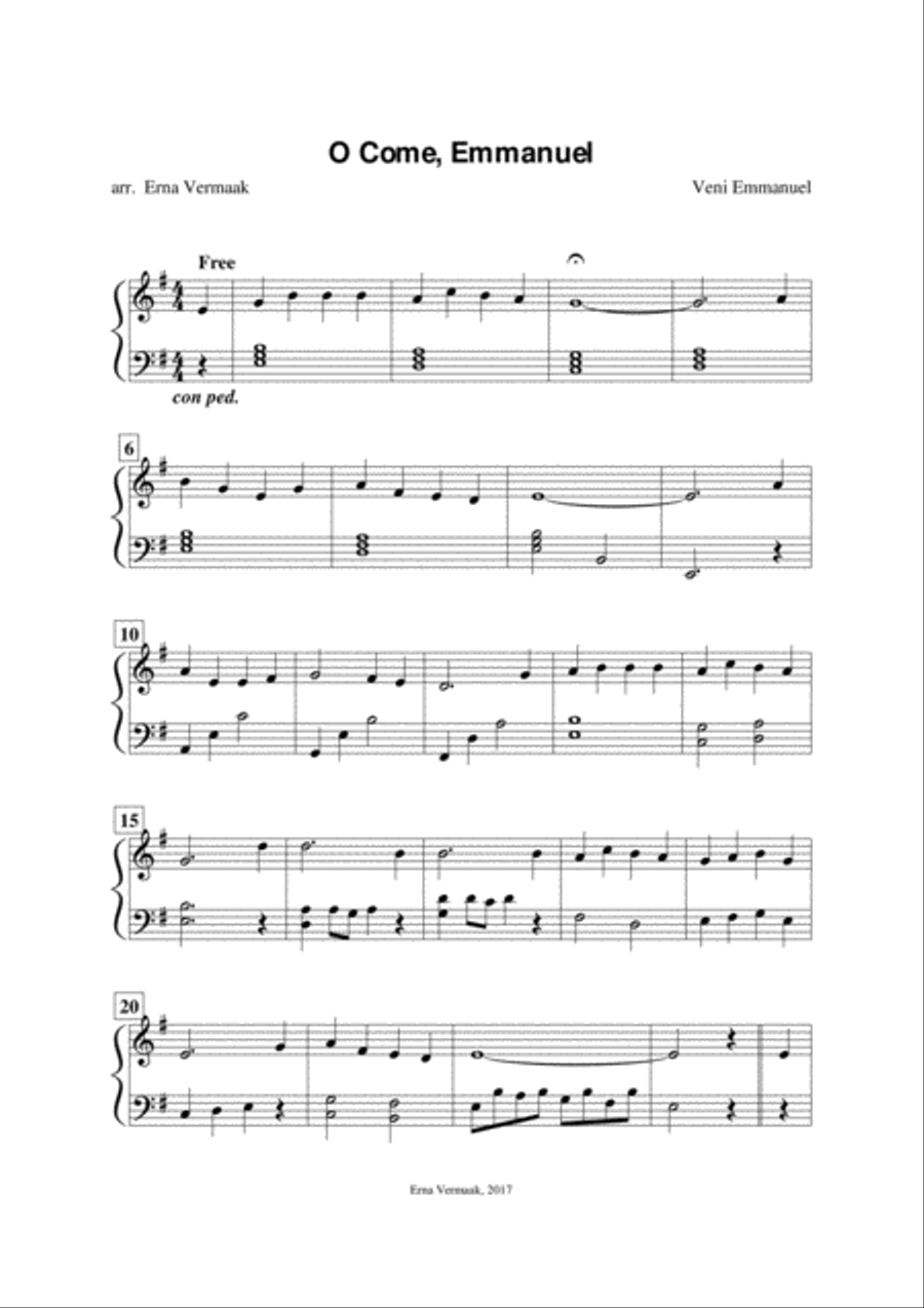 O Come Emmanuel O Come Emmanuel Easy Piano scores gallery preview page 1