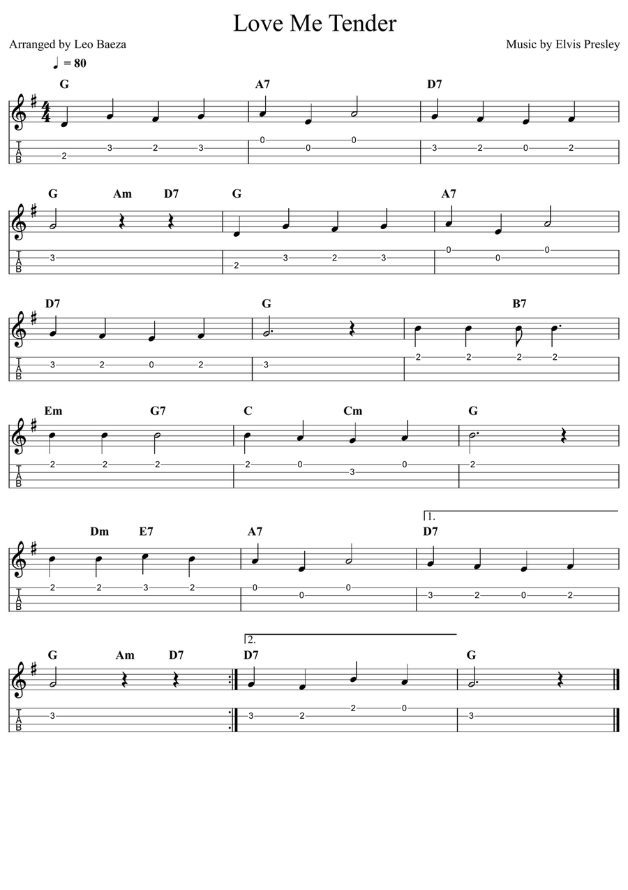 Love Me Tender Ukulele scores gallery preview page 1