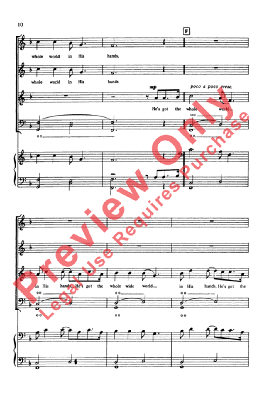He's Got the Whole World in His Hands 4-Part scores gallery preview page 9