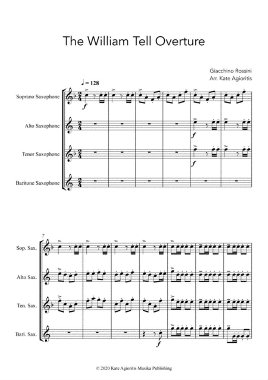 William Tell Overture - For Saxophone Quartet Saxophone Quartet scores gallery preview page 3