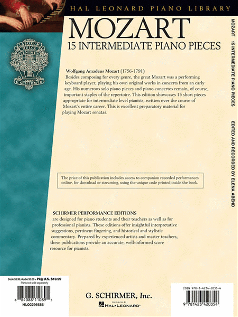 Mozart – 15 Intermediate Piano Pieces Piano Solo scores gallery preview page 2