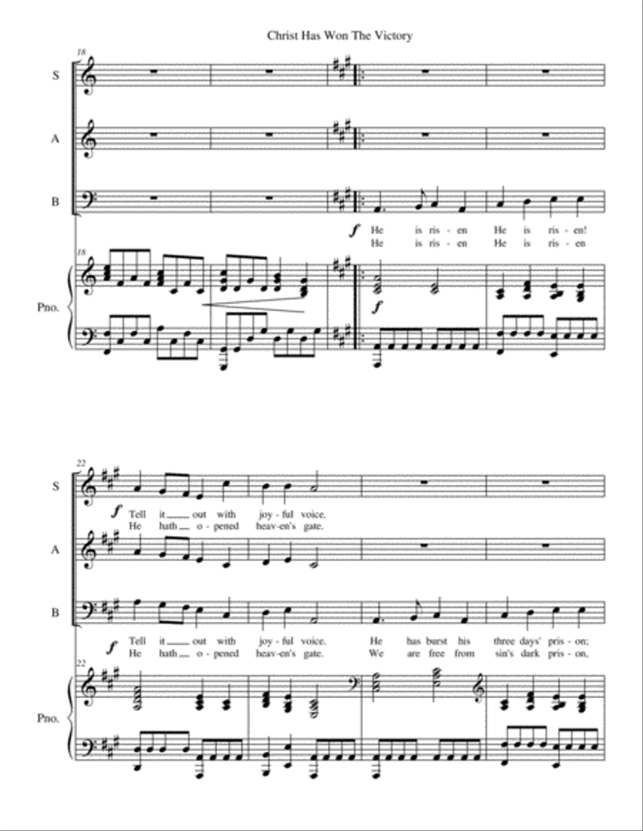 Christ Has Won The Victory (An Easter Medley) 3-Part scores gallery preview page 4