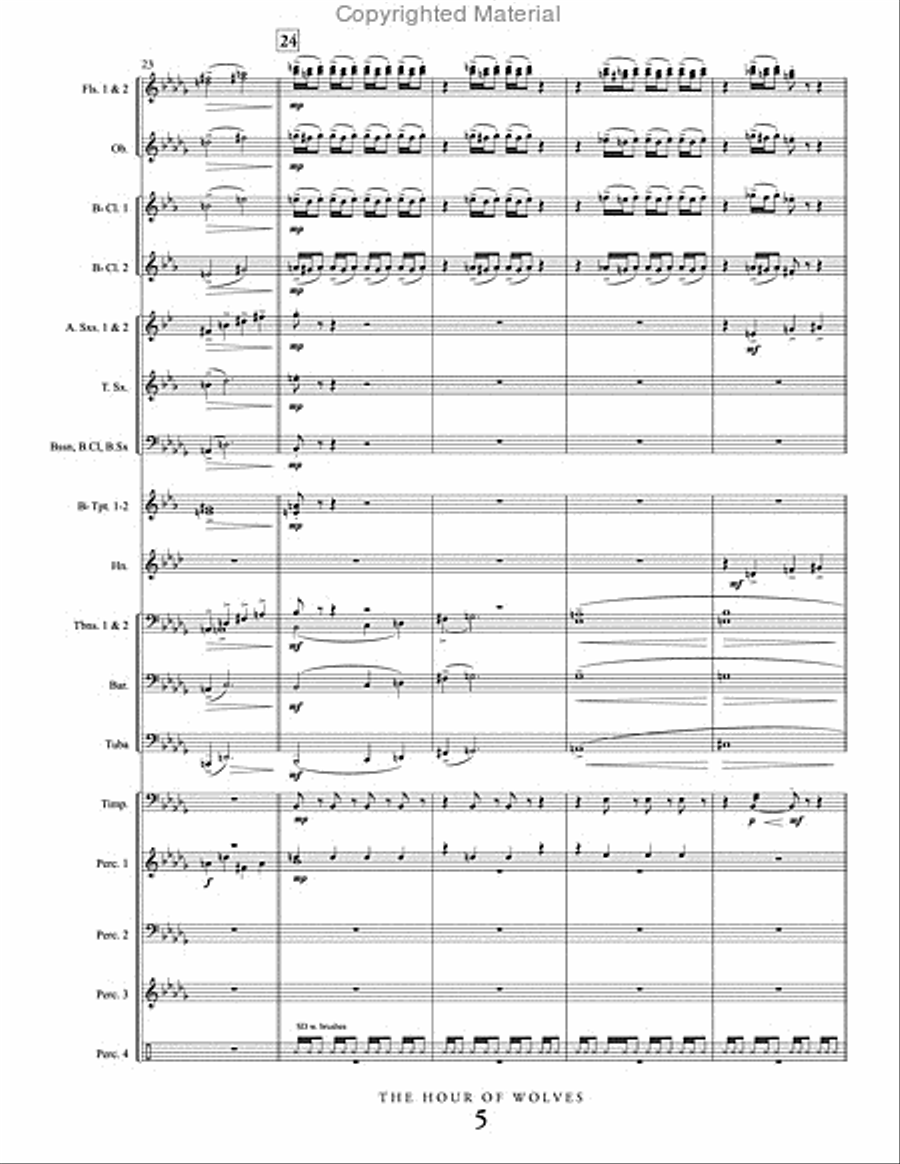 The Hour of Wolves Concert Band scores gallery preview page 6