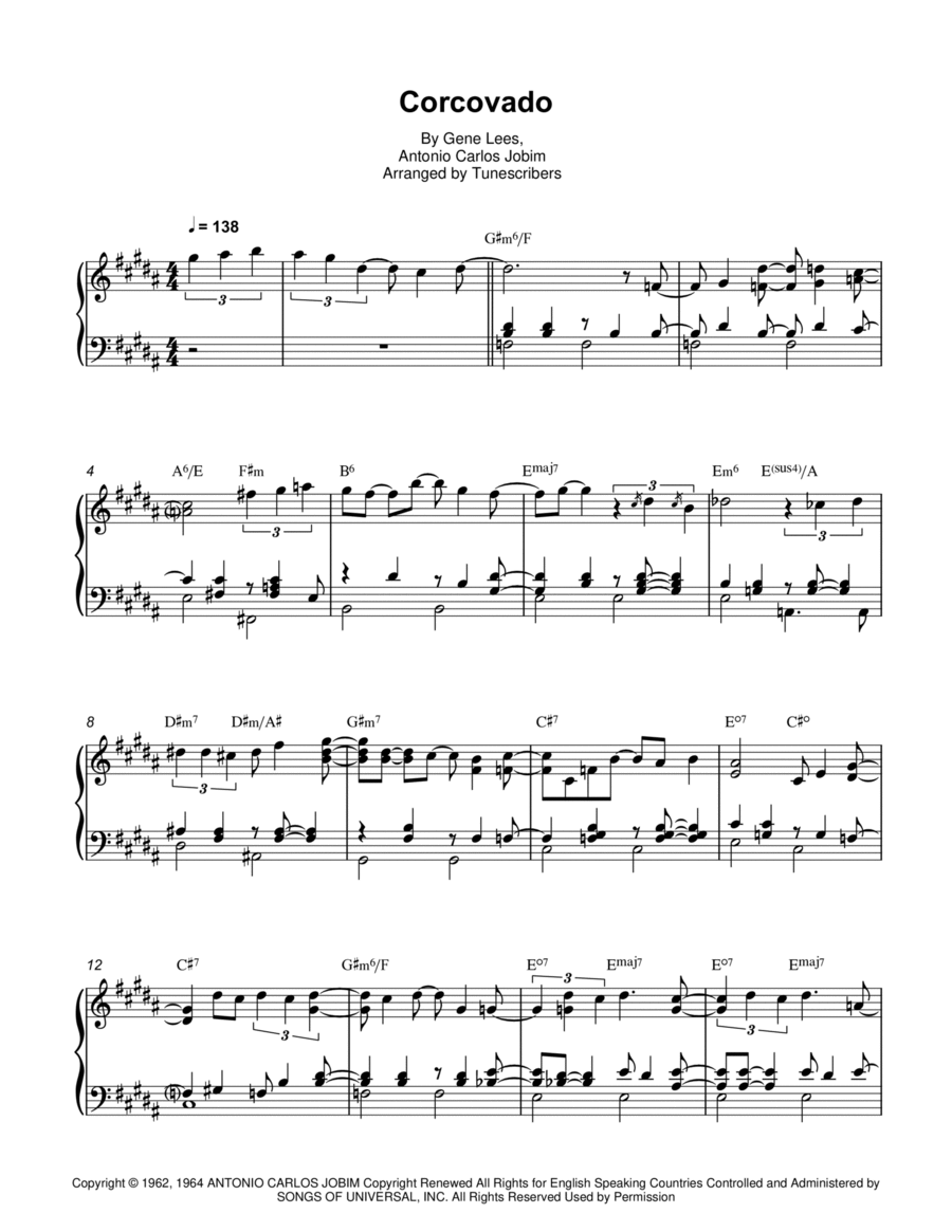 Corcovado Piano Solo scores gallery preview page 1