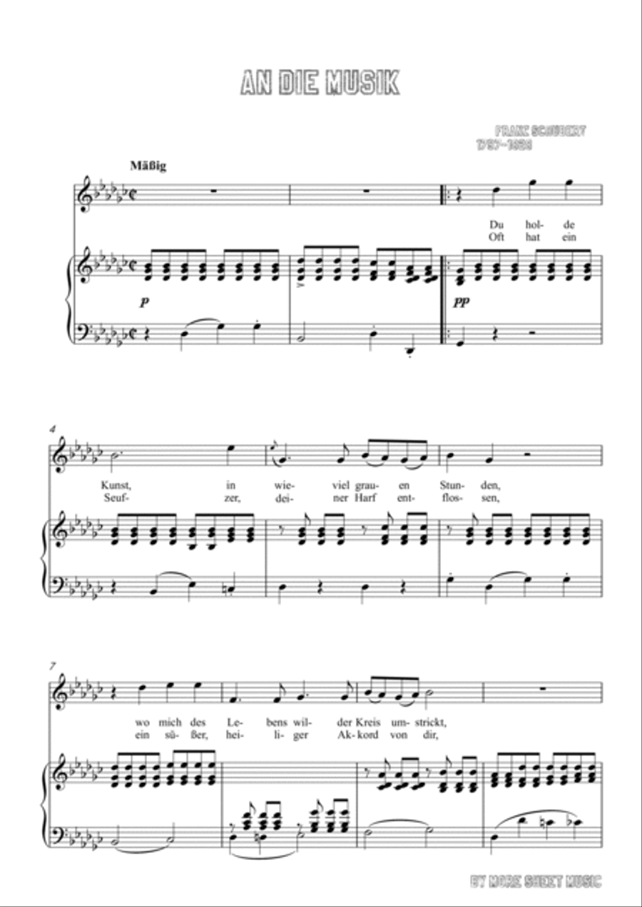 Schubert-An die Musik inbG for Vocal and Piano Voice scores gallery preview page 2