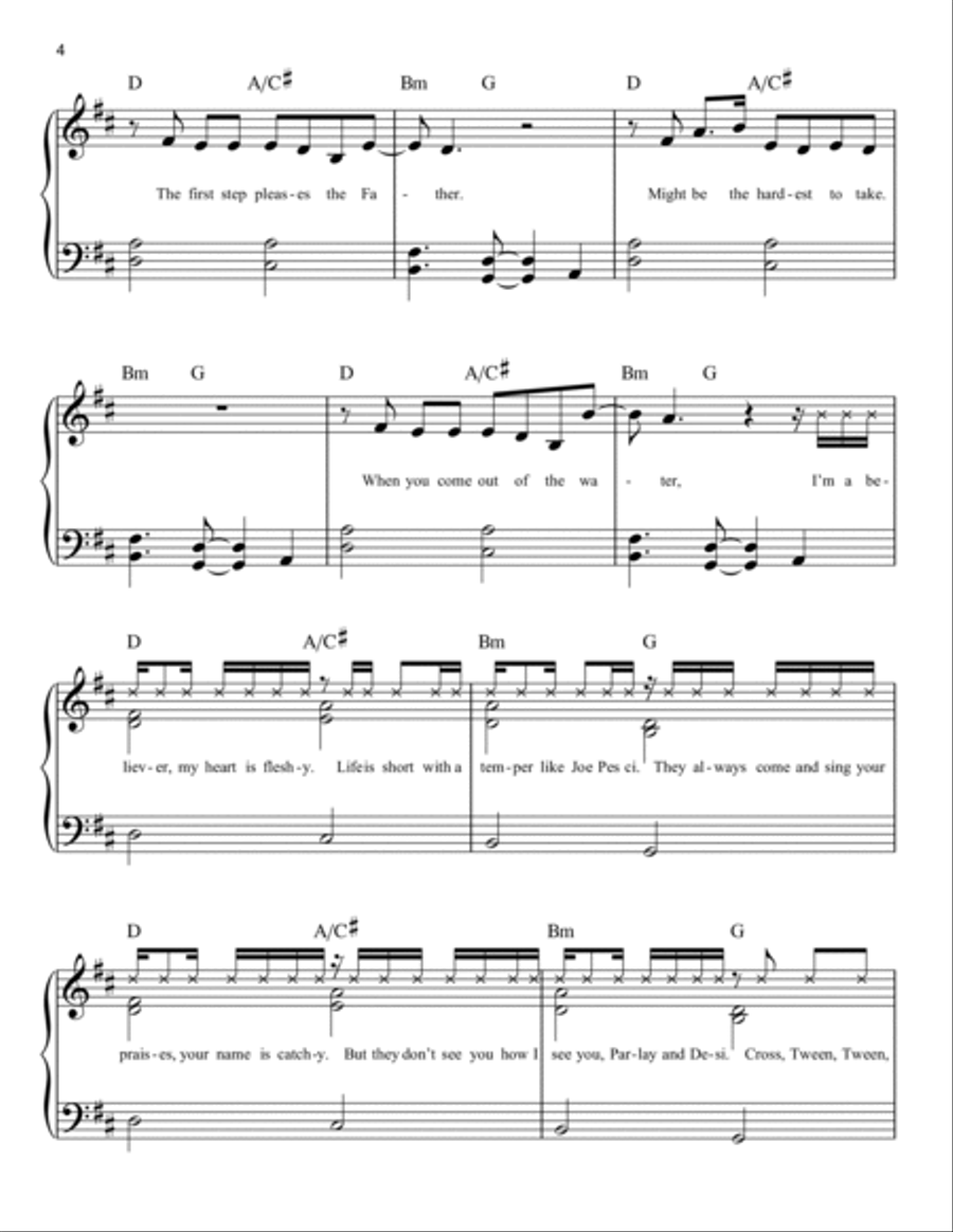 Holy (feat. Chance the Rapper) Easy Piano scores gallery preview page 4