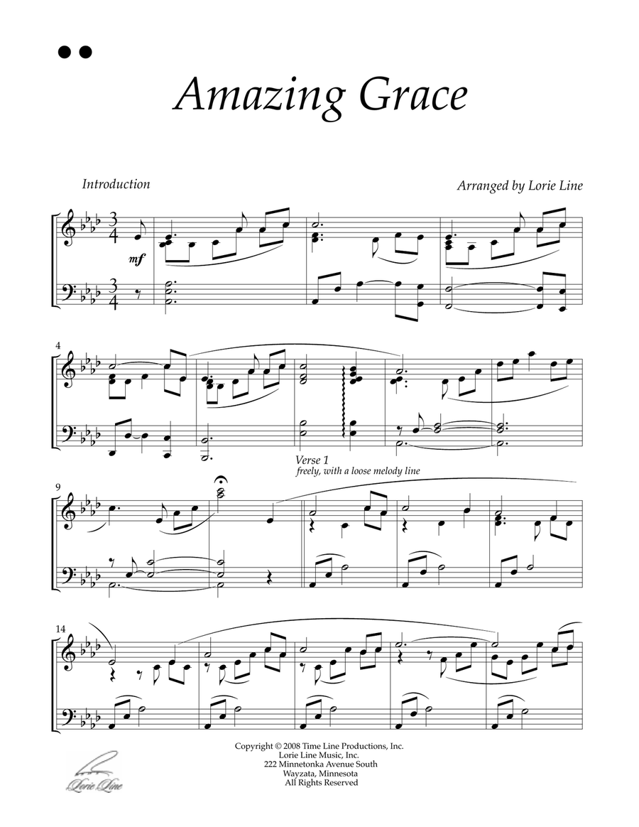 Amazing Grace Piano Solo scores gallery preview page 2