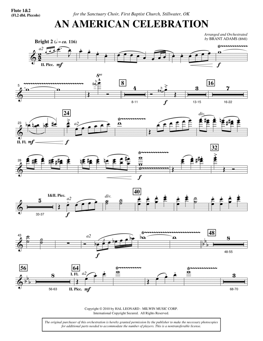 An American Celebration - Flute 1 & 2 Choir scores gallery preview page 1