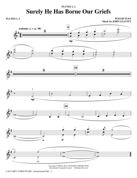 Calvary's Mountain - Flute 1,2