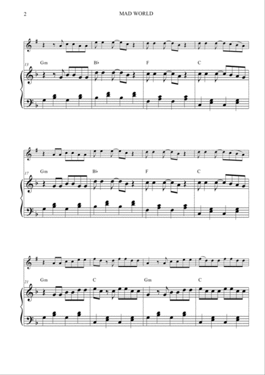 Mad World Soprano Saxophone scores gallery preview page 3