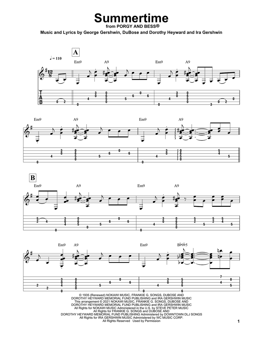 Summertime (arr. Matt Otten) Summertime (arr. Matt Otten) Electric Guitar scores gallery preview page 1