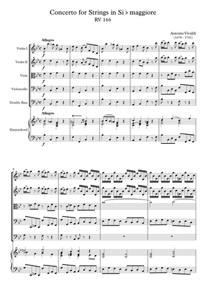 Book cover for Concerto for Strings in Si b maggiore RV 166