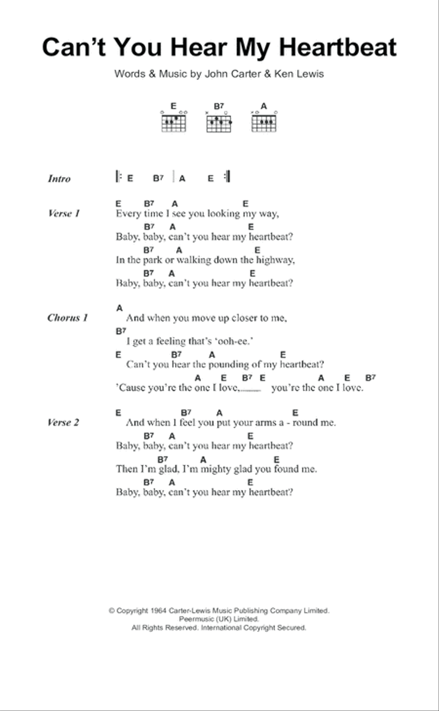 Can't You Hear My Heartbeat Acoustic Guitar scores gallery preview page 1