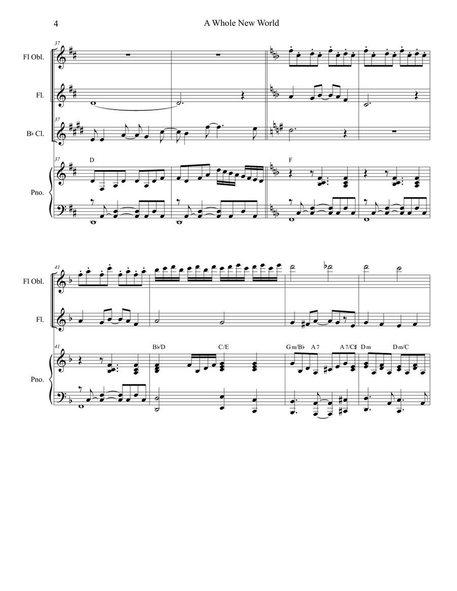 A Whole New World (from 'Aladdin') Woodwind Duet scores gallery preview page 4