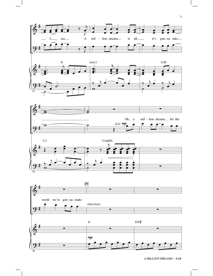 A Million Dreams (from The Greatest Showman) (arr. Mac Huff) 3-Part scores gallery preview page 6