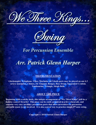 Book cover for We Three Kings Swing - for Percussion Ensemble