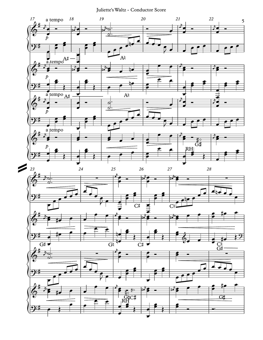 Juliette's Waltz, Harp Conductor Score Small Ensemble scores gallery preview page 5
