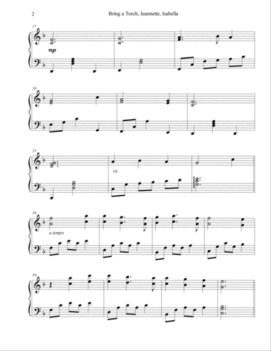 Bring a Torch, Jeannette, Isabella - late intermediate piano Piano Solo scores gallery preview page 2
