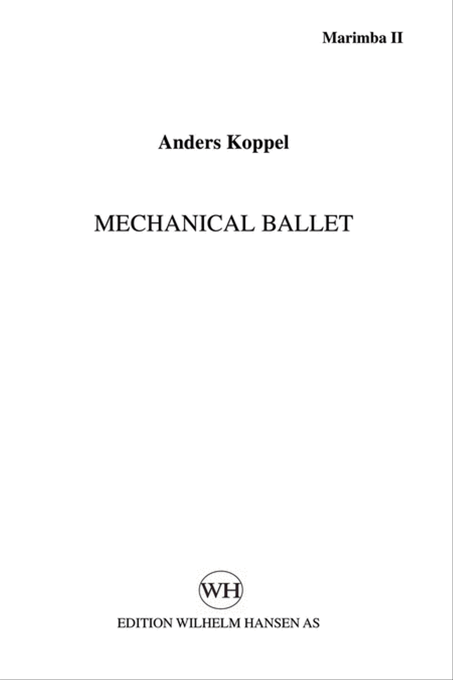 Mechanical Ballet Marimba scores gallery preview page 1
