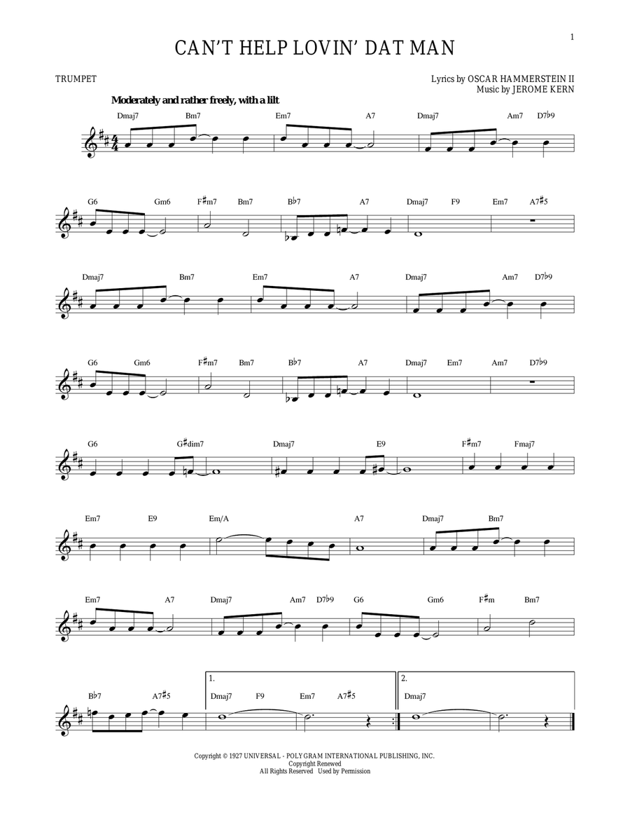 Can't Help Lovin' Dat Man Trumpet Solo scores gallery preview page 1