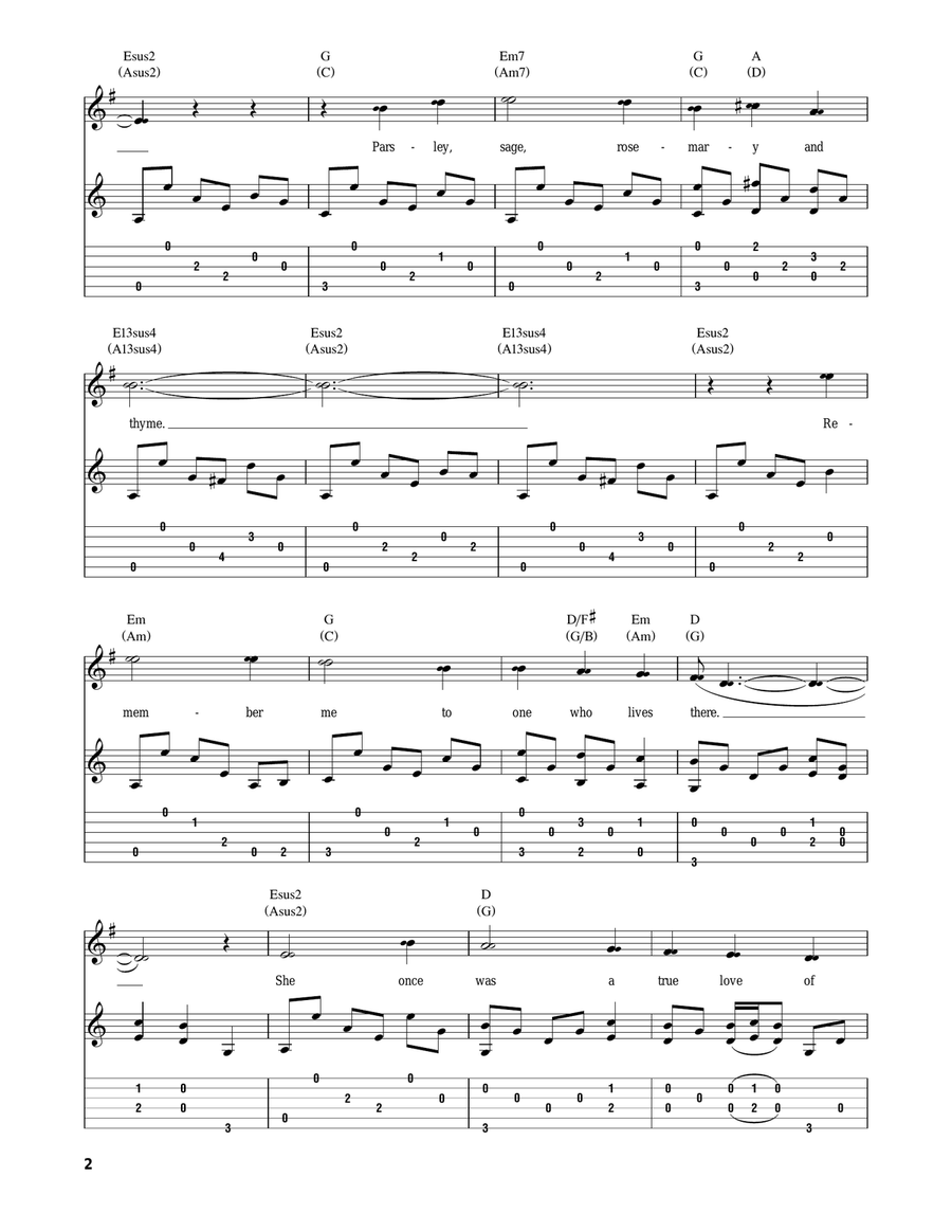 Scarborough Fair/Canticle Acoustic Guitar scores gallery preview page 2