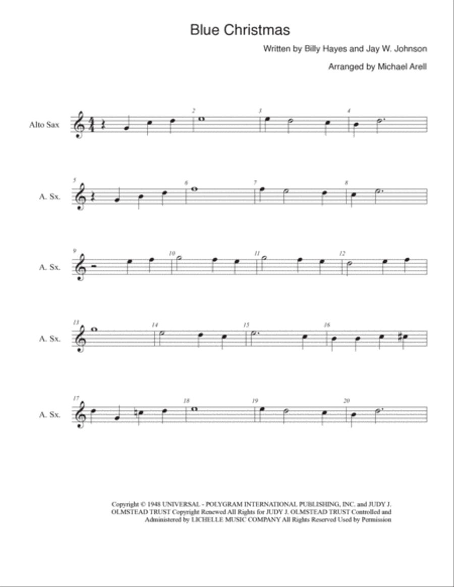 Blue Christmas Woodwind Quartet scores gallery preview page 2