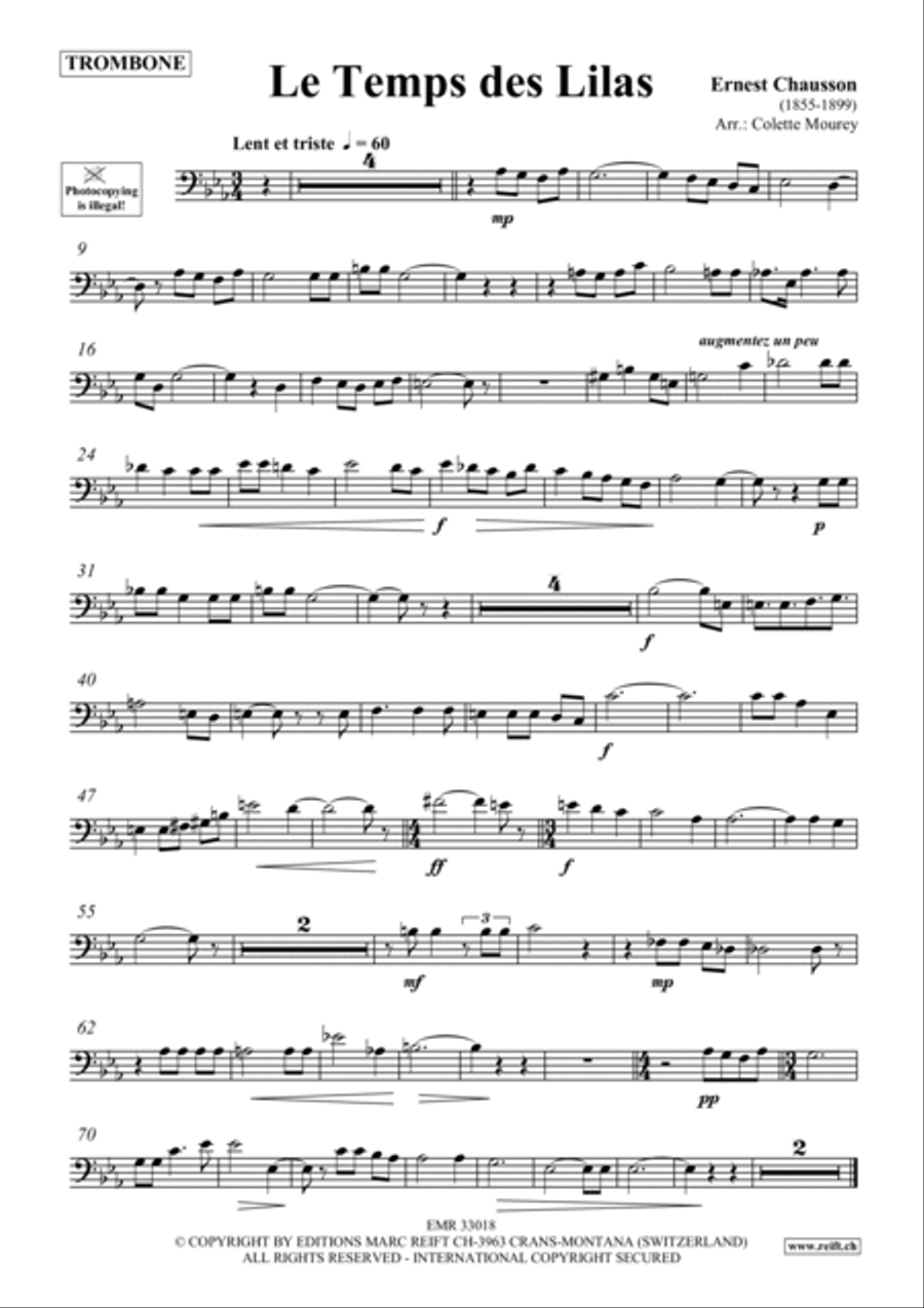 Le Temps des Lilas Trombone scores gallery preview page 2