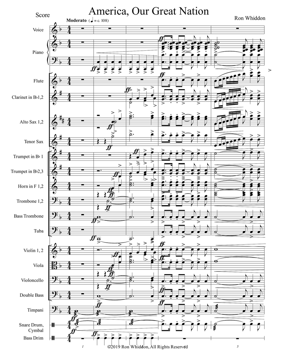 America, Our Great Nation Unison Choir scores gallery preview page 2