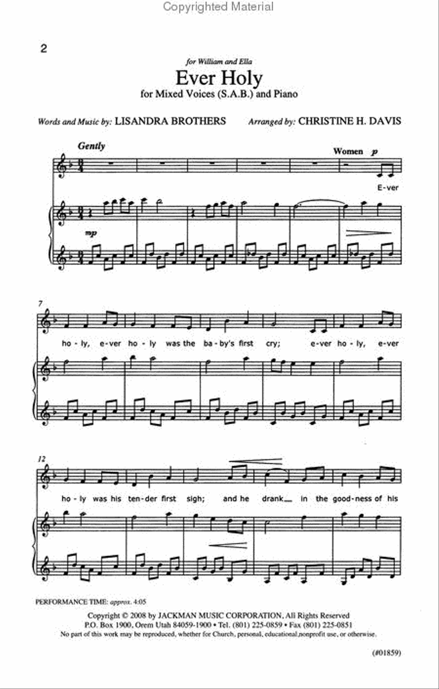 Ever Holy - SAB 3-Part scores gallery preview page 2