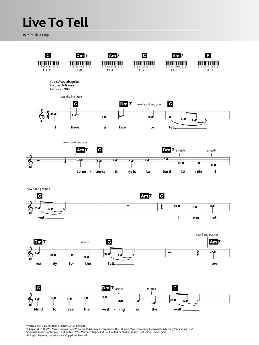 Live To Tell Live To Tell Piano scores gallery preview page 1