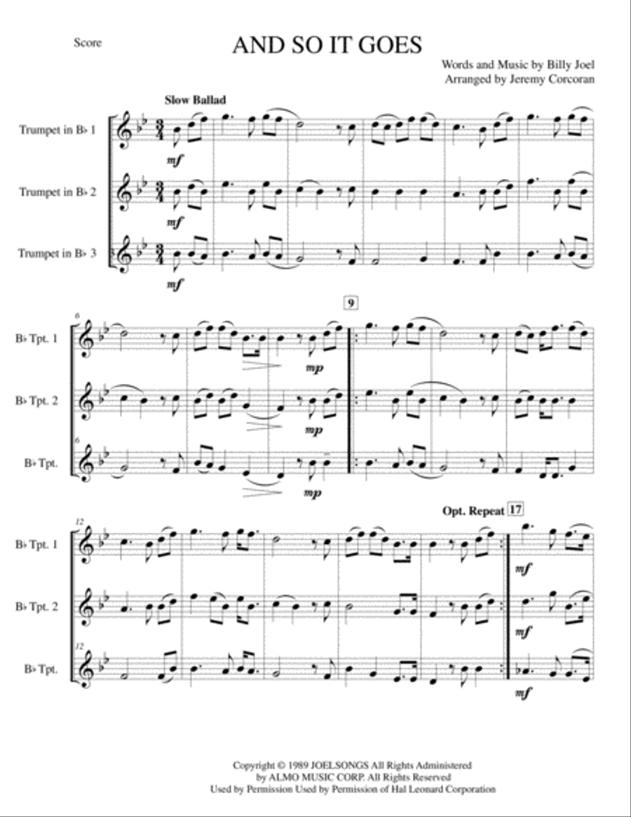 And So It Goes Brass Ensemble scores gallery preview page 2
