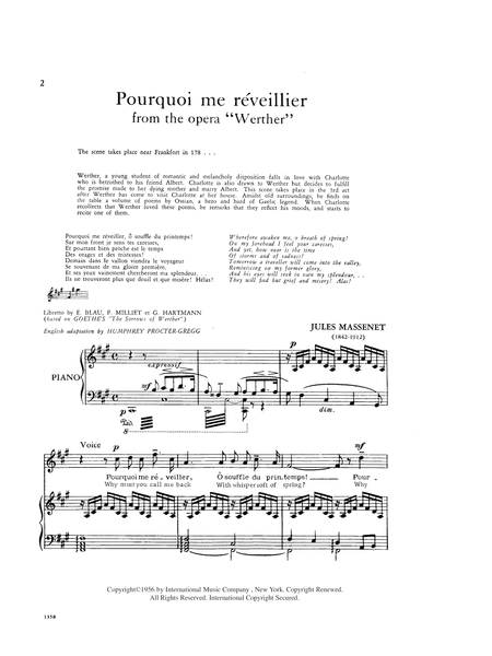 Pourquoi Me Reveiller, From Werther (F. & E.) (T.)