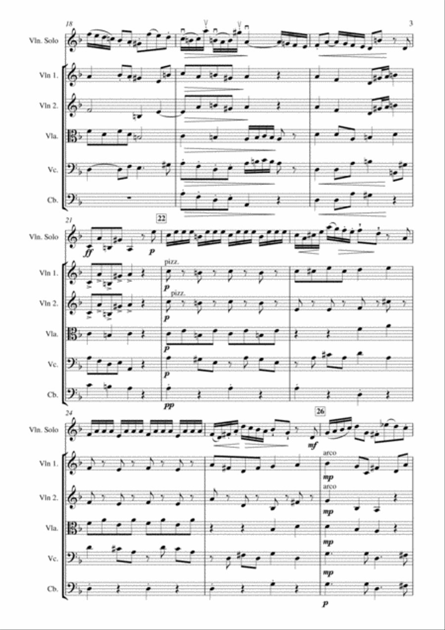 Sonata in F major HWV 370 Op. 1 Nr. 12 - 2nd Movement (Allegro) for solo violin and easy string orch String Orchestra scores gallery preview page 3