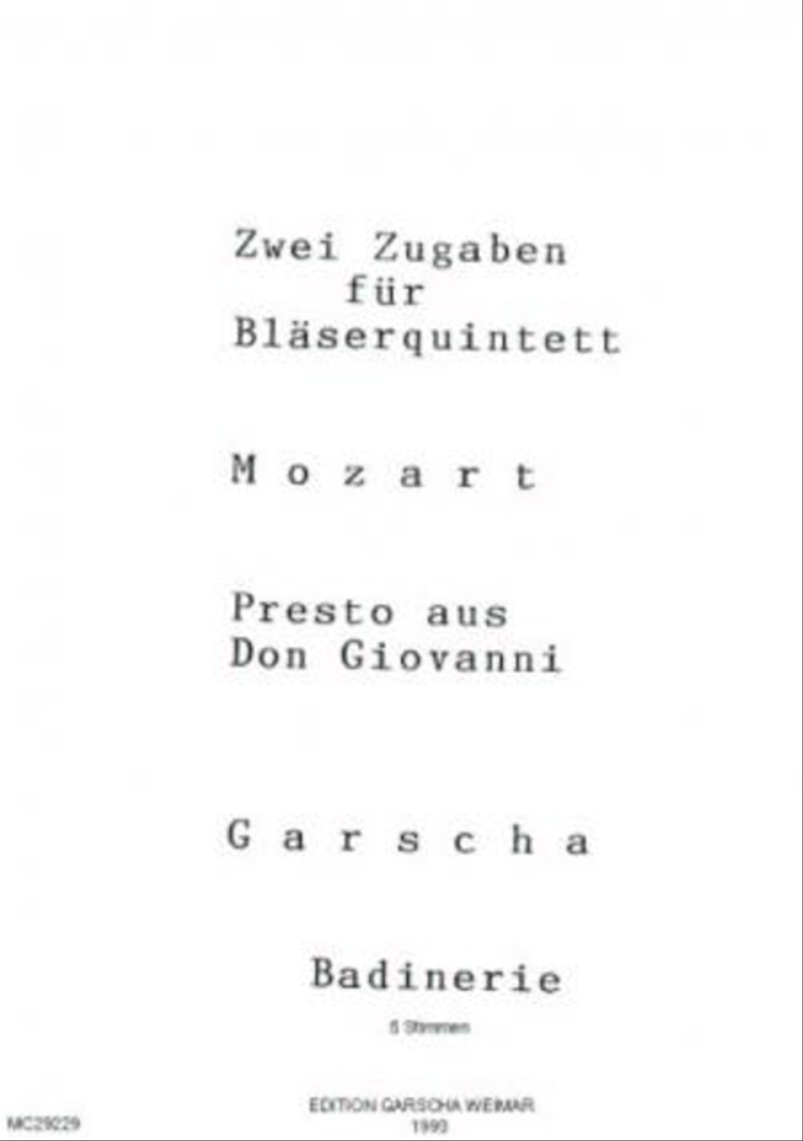 Zwei Zugaben kurz und schnell Woodwind Quintet scores gallery preview page 1