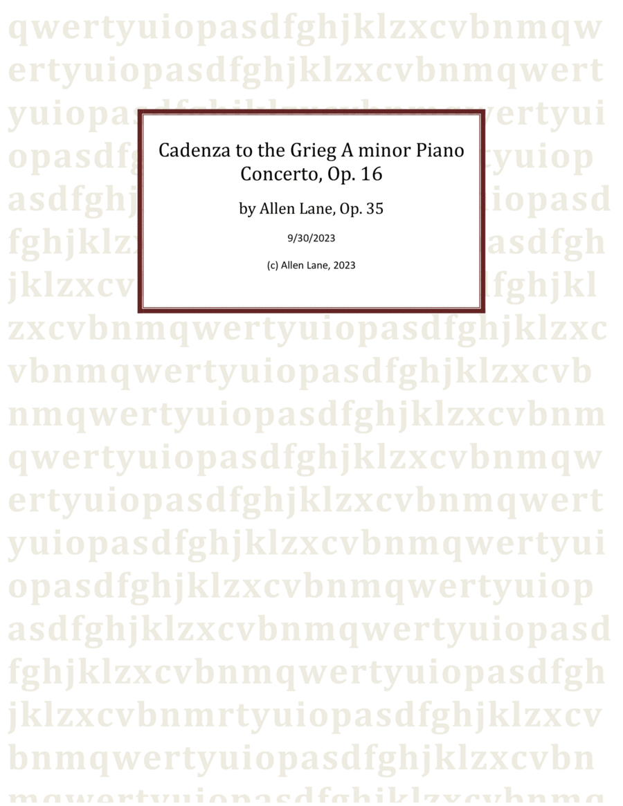 New Cadenza to the Grieg Piano Concerto in A minor Piano Solo scores gallery preview page 1
