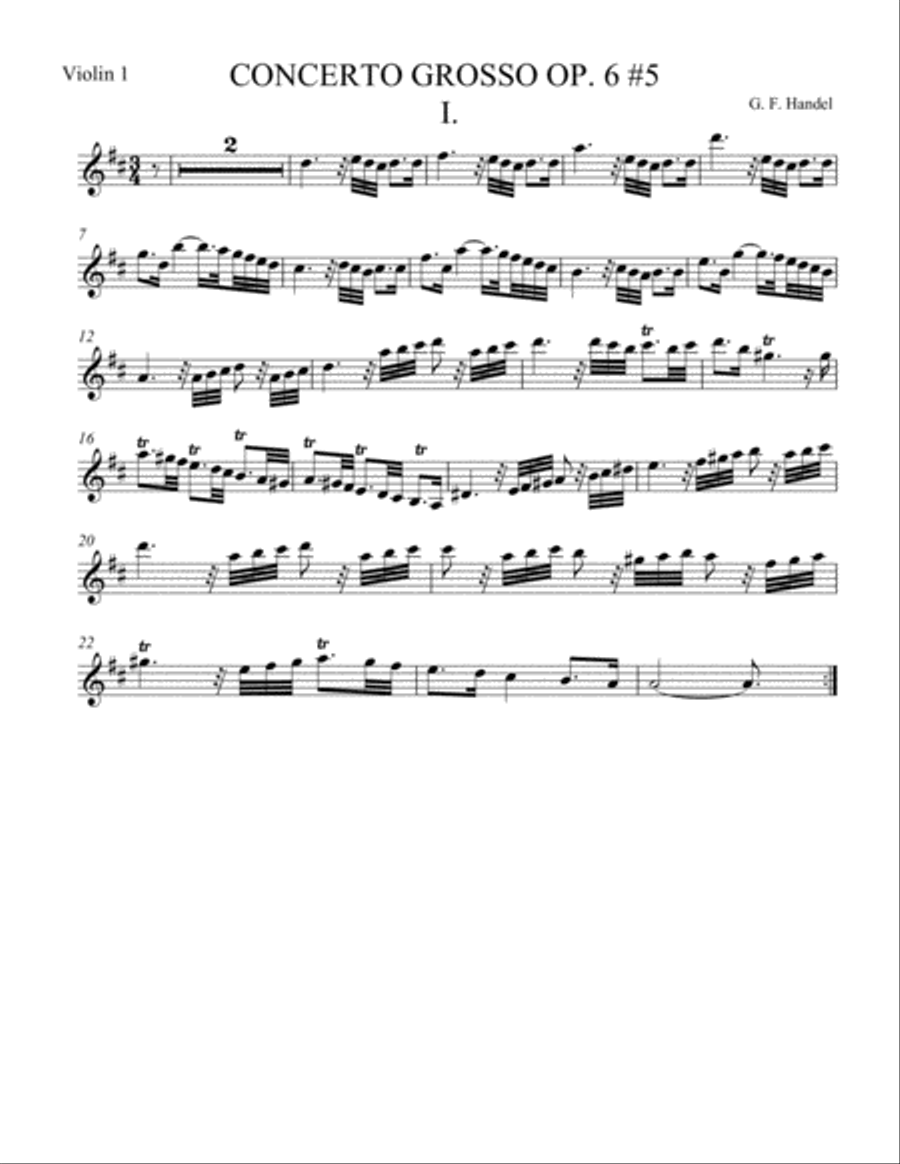 Concerto Grosso Op. 6 #5 Movement I String Orchestra scores gallery preview page 5