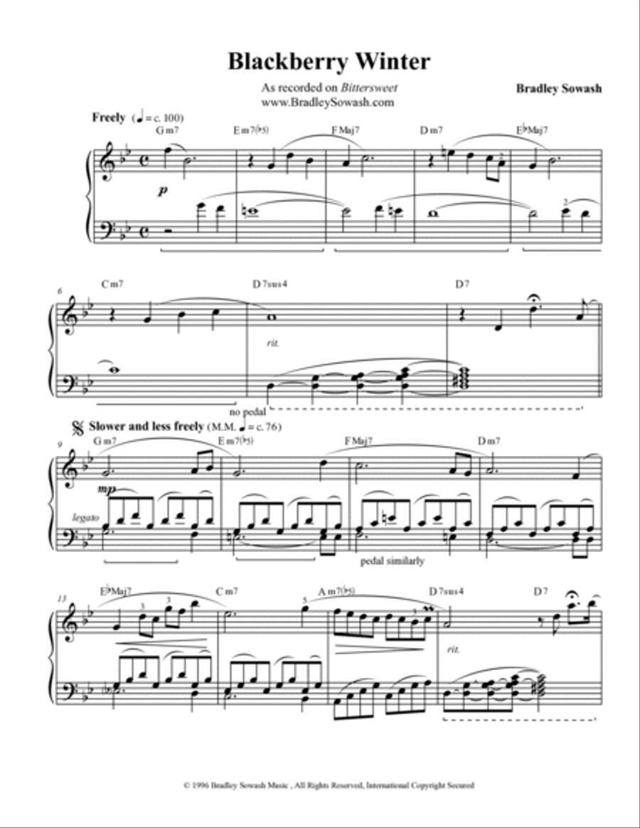 Blackberry Winter Blackberry Winter Piano Solo scores gallery preview page 2